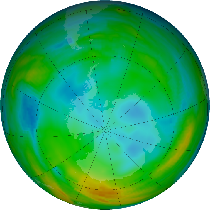 Antarctic ozone map for 10 July 1998